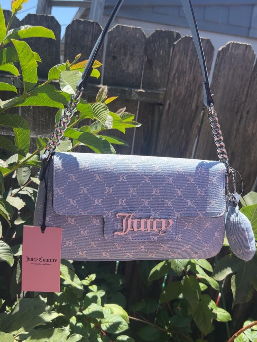 Juicy Couture Lavender Monogram Chain Shoulder Bag